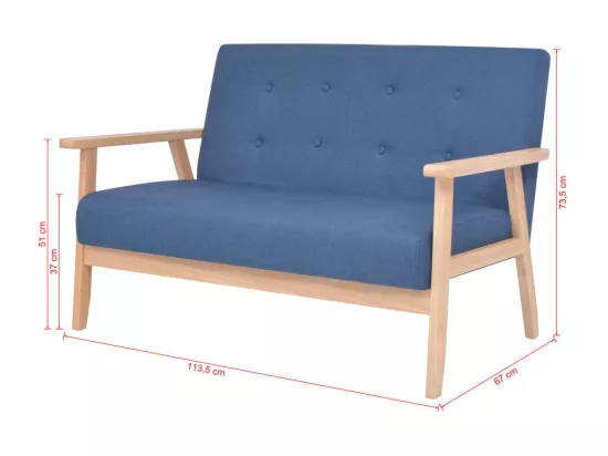 NETTLIFE Ensemble de canapé 2 pcs Tissu bleu