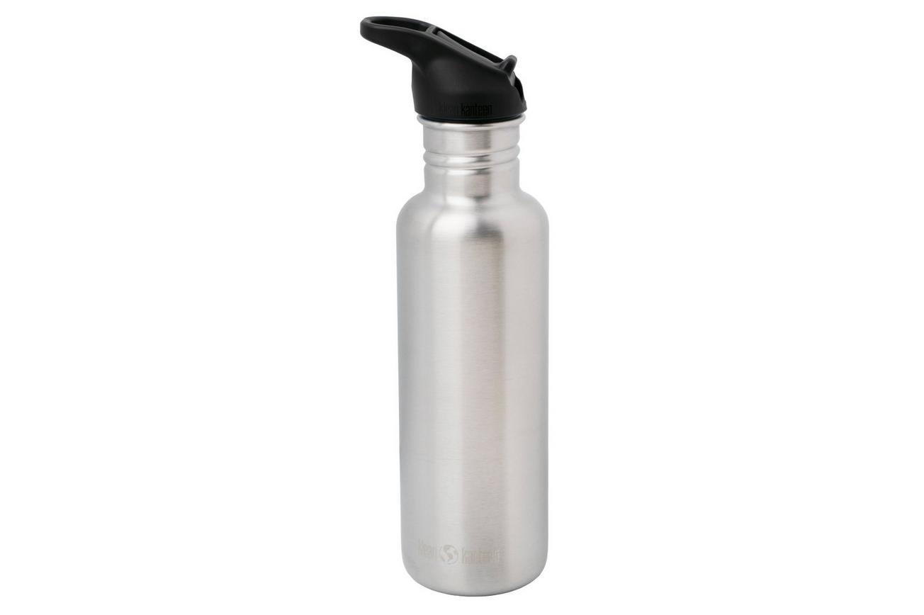Klean Kanteen Classic Water Bottle 1011192 Brushed Stainless, Flip Seal Sport Cap, drinkfles, 800 ml