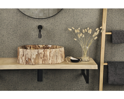 Verschil opzetwastafel versteend hout ca. 45 cm zand 36.102.16