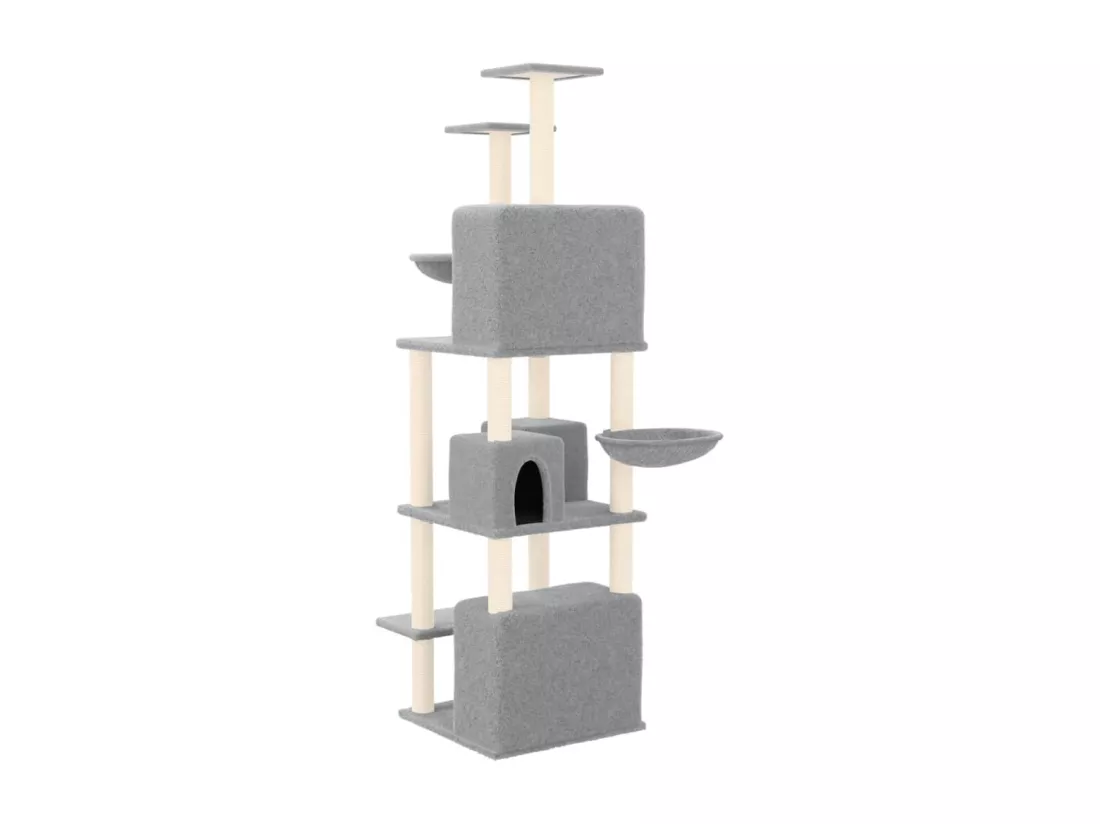 Arbre à chat avec griffoirs en sisal Gris clair 180 cm