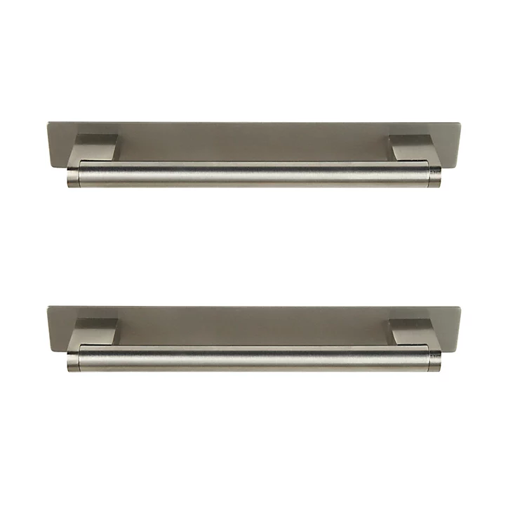 Poignée de meuble de cuisine GoodHome Khara effet nickel L. 18,8 cm, 2 pièces