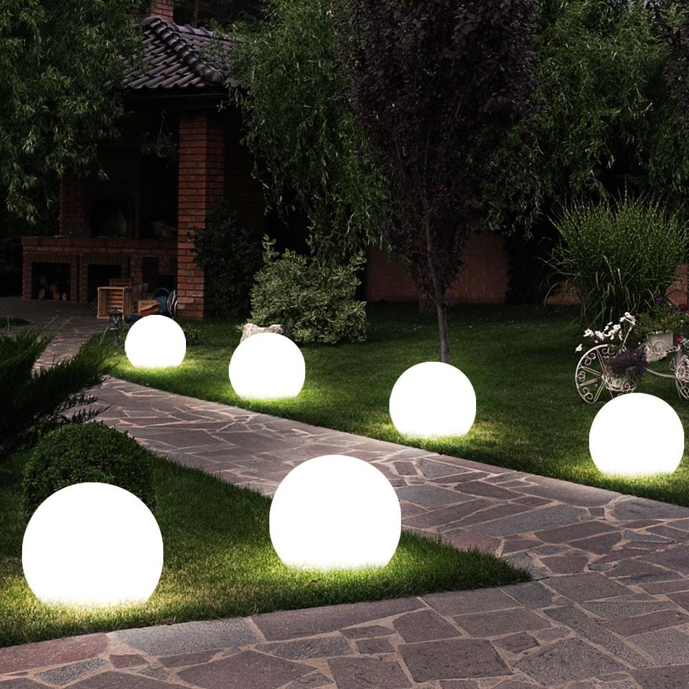 6er Set LED Solar Steckleuchten, Kugel Design, H 39 cm
