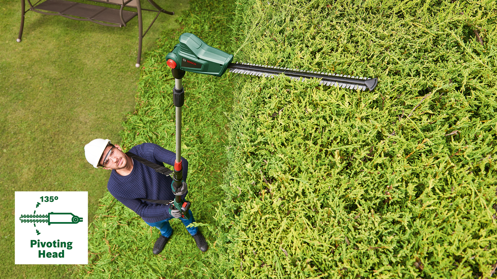 Bosch - Akku Teleskop Hækkeklipper - Batteridrevet (Batteri & Lader inkluderet)
