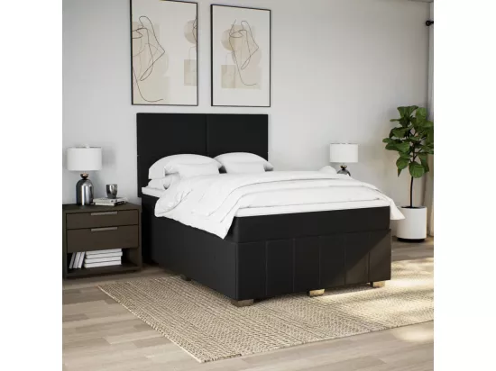 Sommier à lattes de lit avec matelas Noir 140x190 cm Tissu