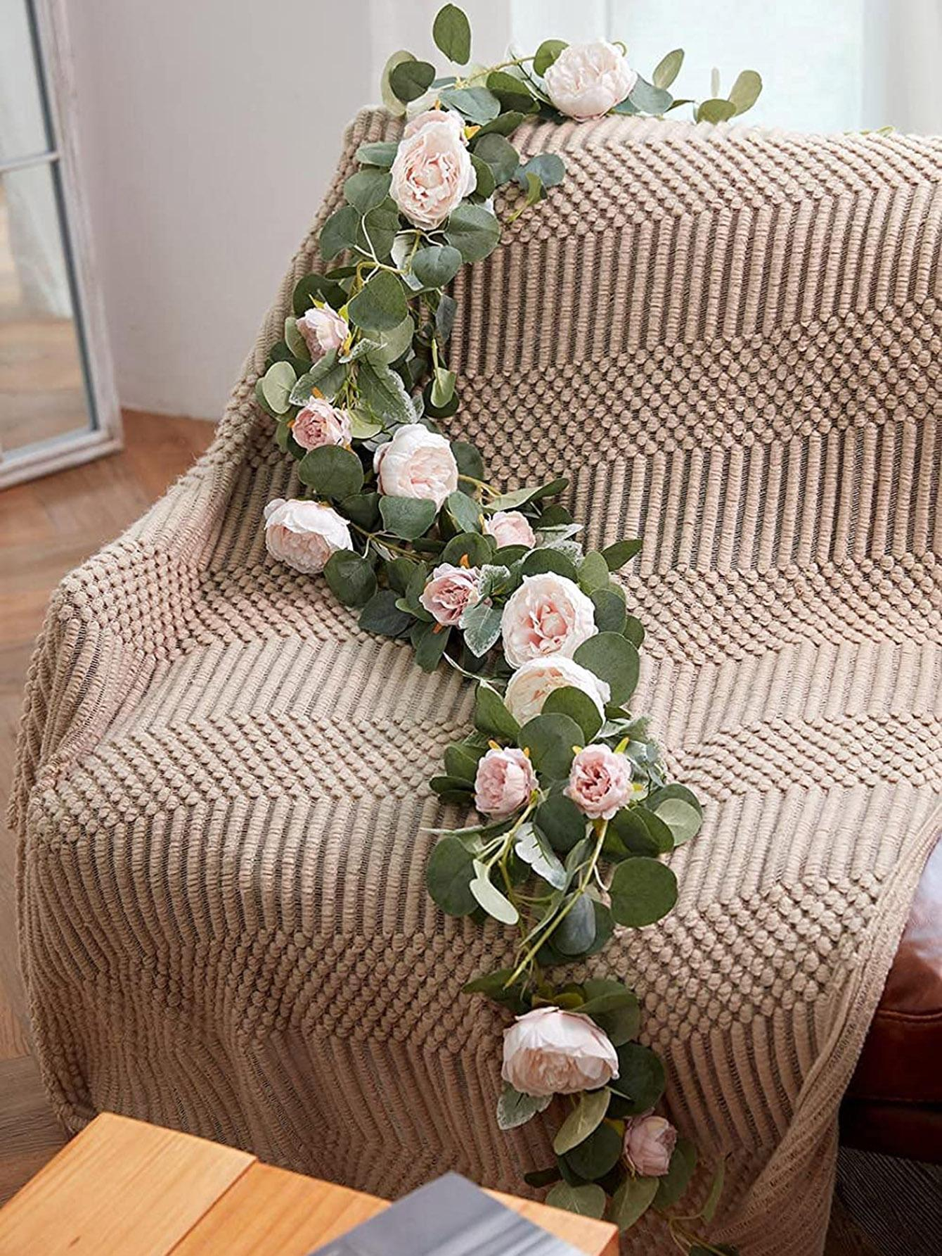 (160cm) Deko Kunstblumen Pfingstrosen Girlande Party Tisch Deko - Rosa