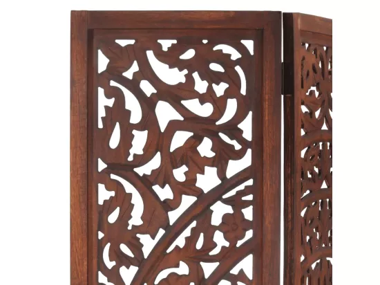 Cloison de séparation 3 panneaux Marron 120x165cm Bois manguier