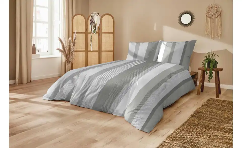 Bettwäsche-Set Grau 220 cm 155 cm