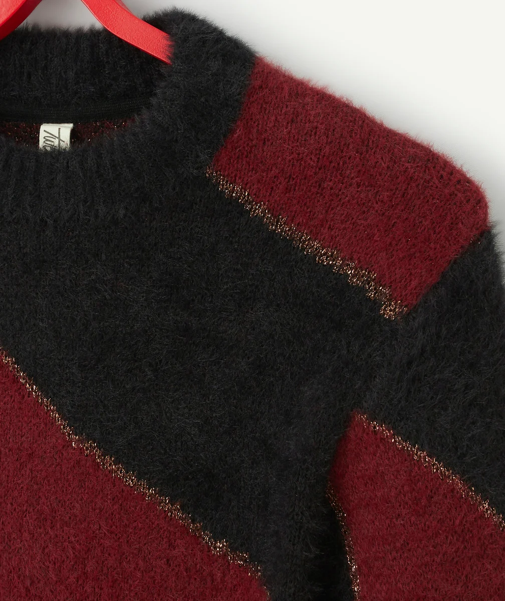 PULL MANCHES LONGUES FILLE TOUT DOUX ROUGE ET NOIR