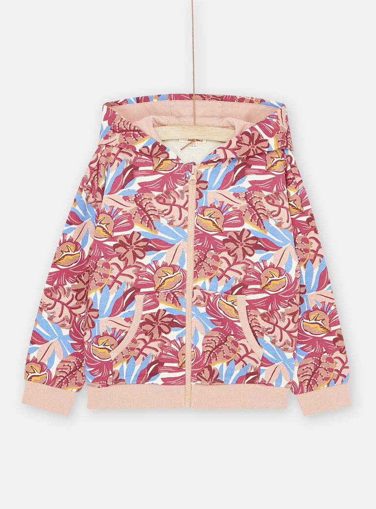 Haut de jogging rose et bleu à imprimé fleuri fille
