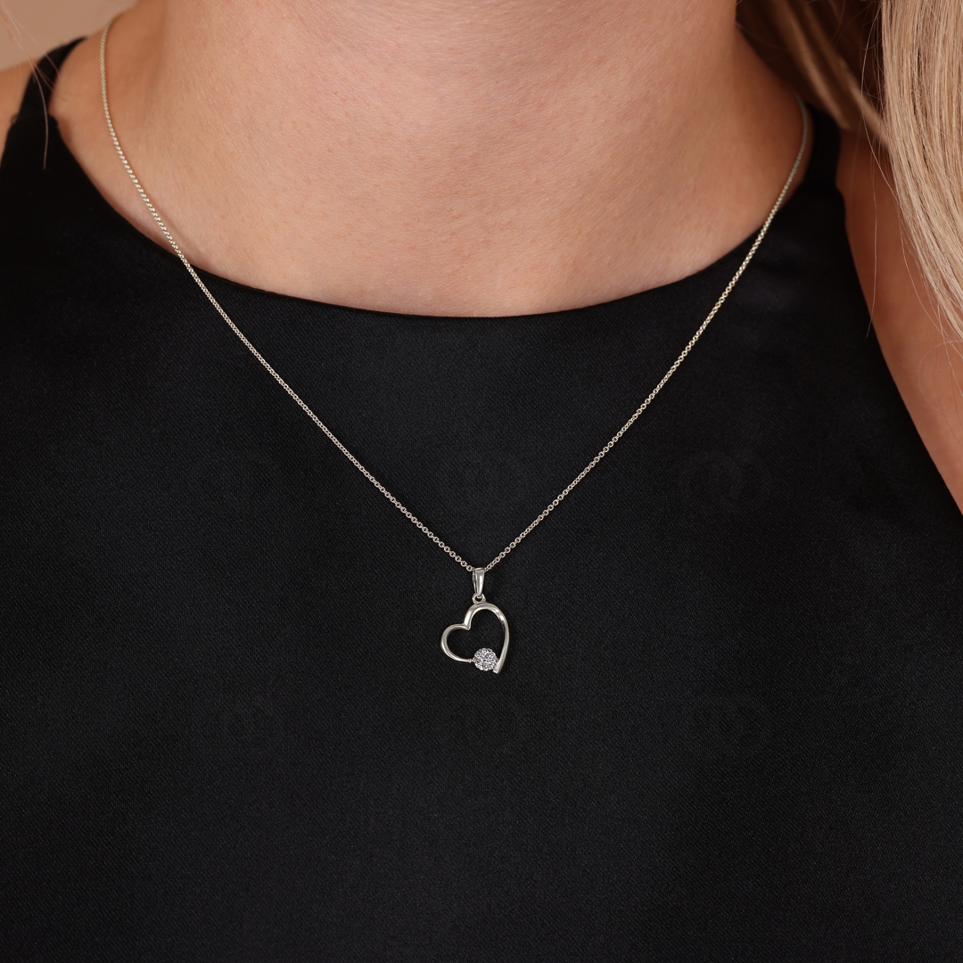 Herzanhänger 750/18 K Weissgold mit Diamanten 0.05 ct H/si