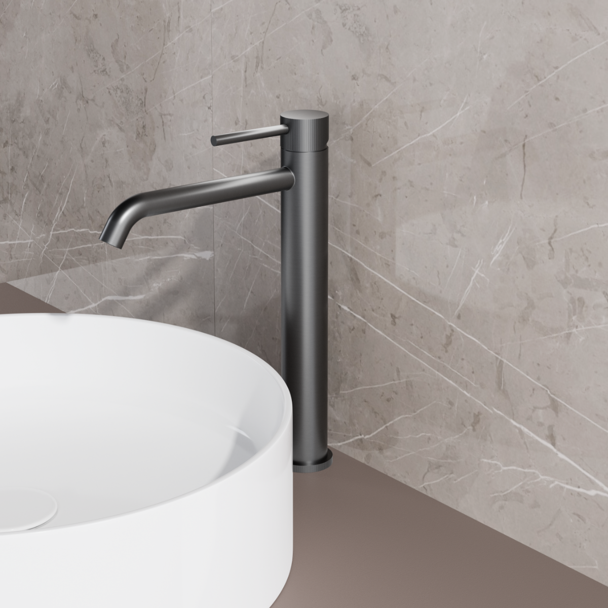 Best Design High End Moya verhoogde wastafelkraan gunmetal