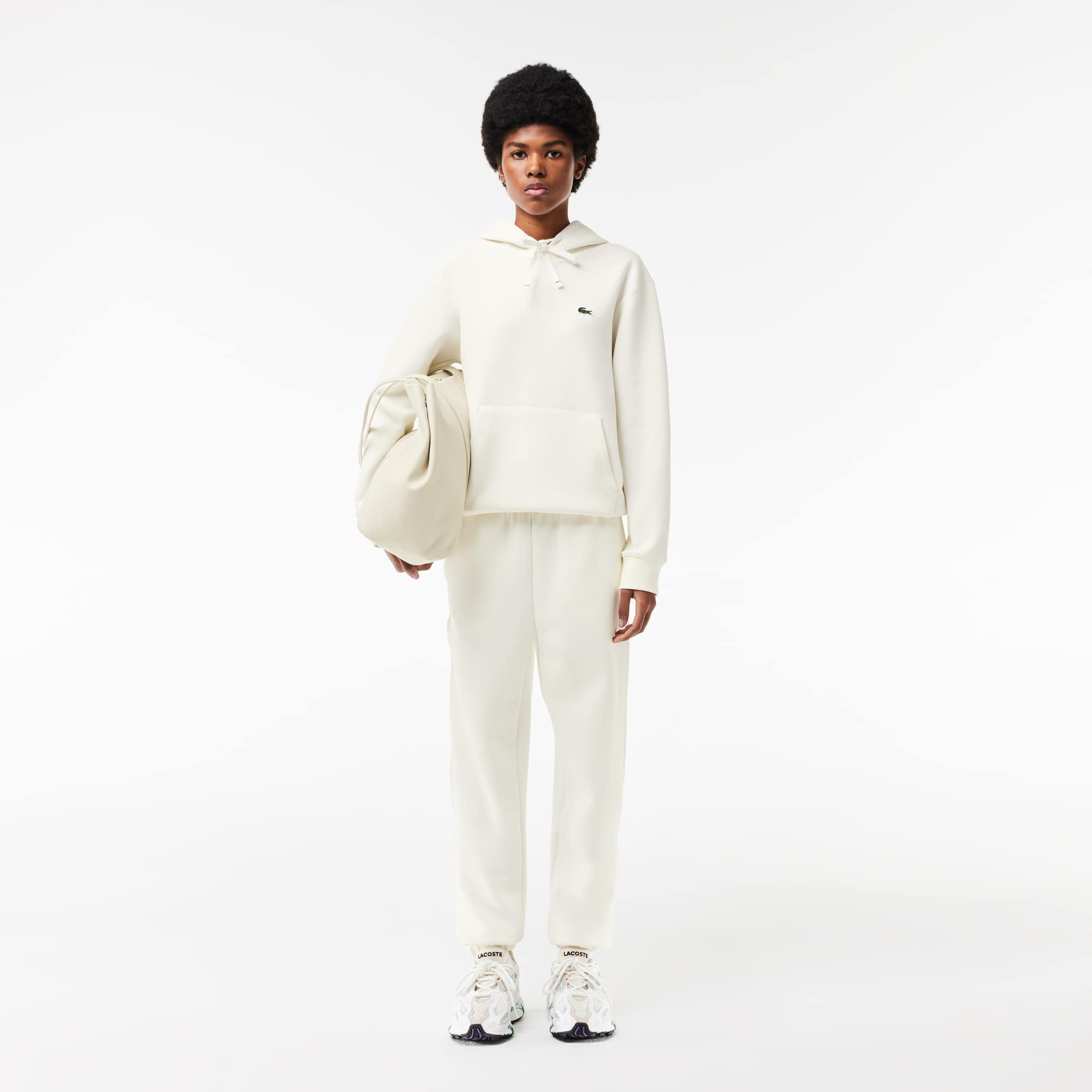 Sweatshirt à capuche relaxed fit piqué double-face Sweatshirts - Blanc - Lacoste - Femme