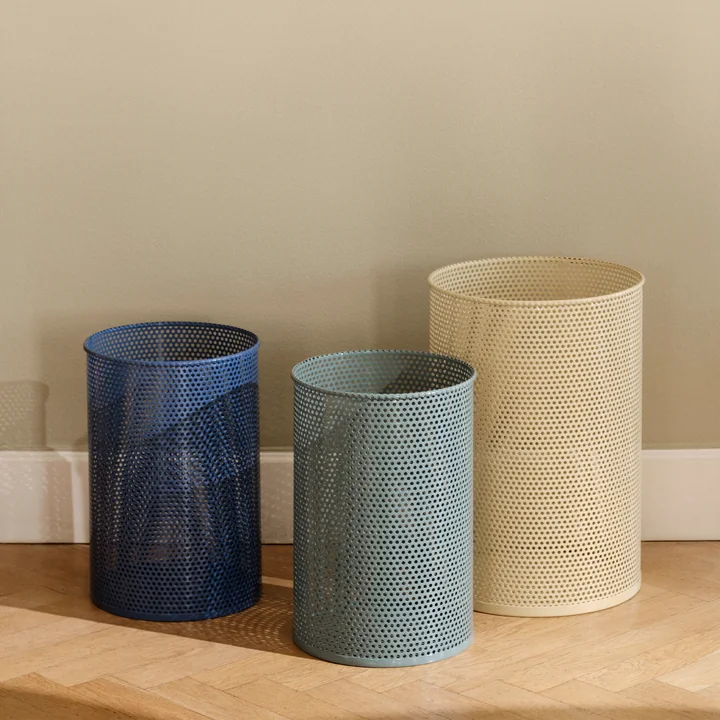 HAY - Perforated Bin L, Ø 30,5 x H 44 cm, hellgrau