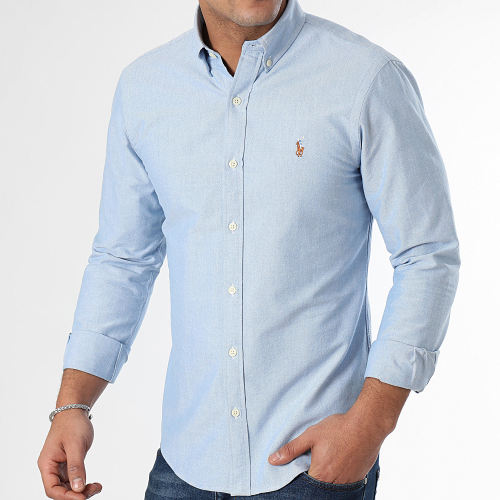 Chemise Manches Longues Slim Oxford Bleu Clair