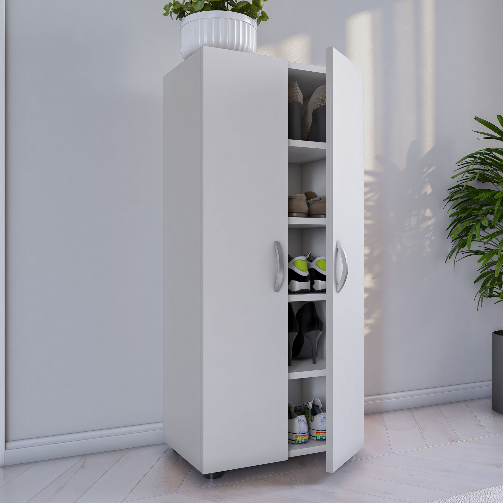 Schuhschrank ULAS - weiß - 5 Fächer - 108 cm