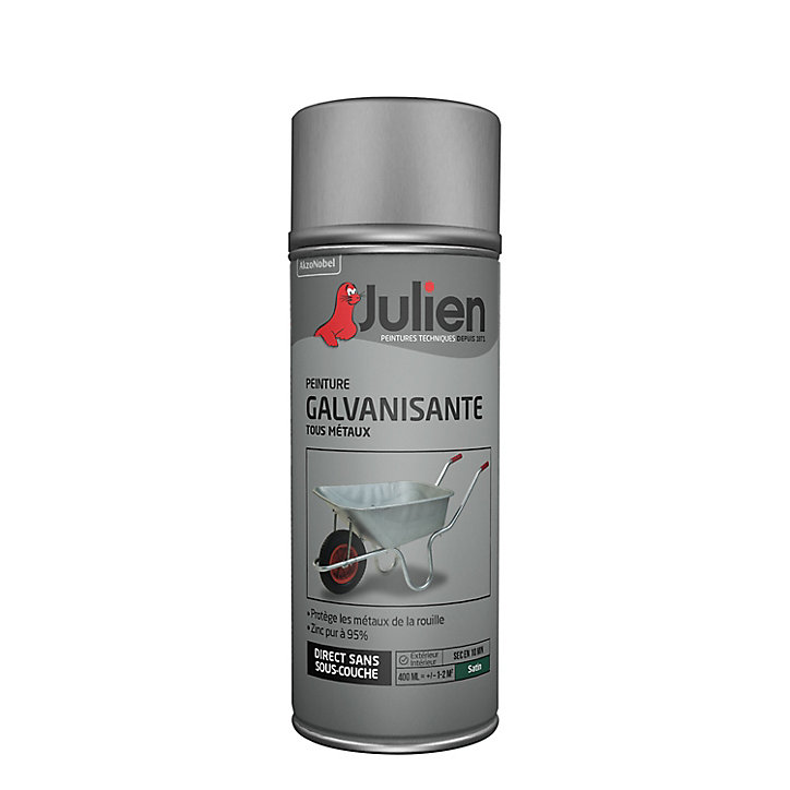 Peinture aérosol galvanisation à froid protection anti rouille Julien satin incolore 400ml