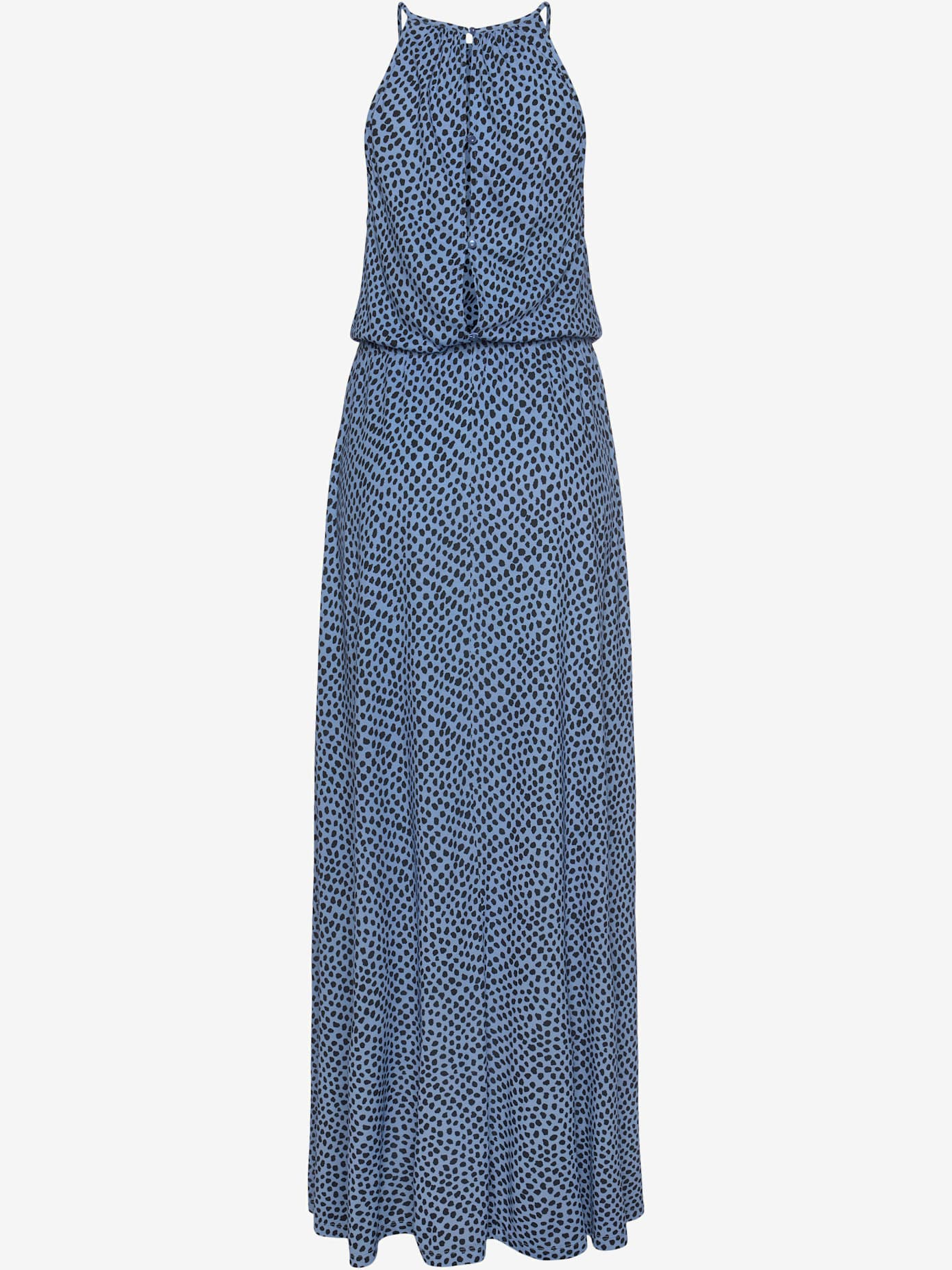 Robe longue encolure haute froncée