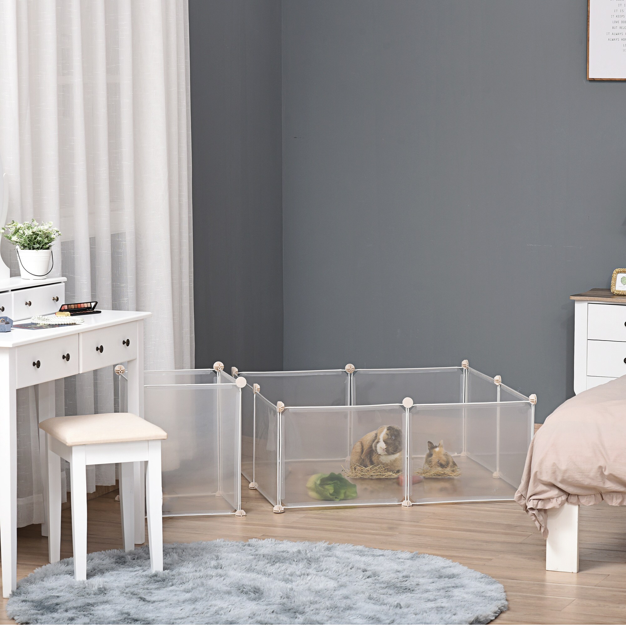 PawHut Laufgehege für kleine Haustiere weiß 105L x 105B x 45H cm