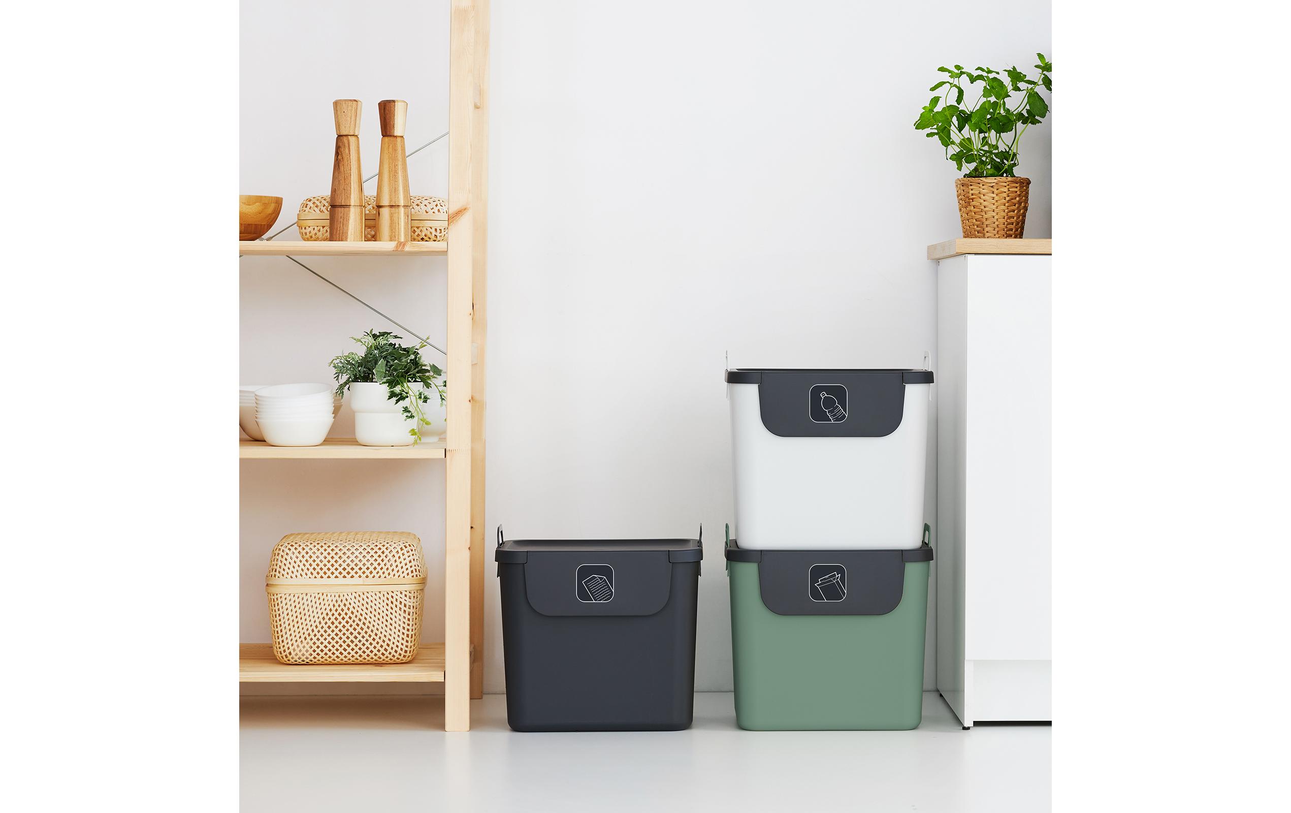 Recyclingbehälter Jive 99.2 l, Grün/Schwarz/Weiss5-teiliges Recycling-Müllsystem
