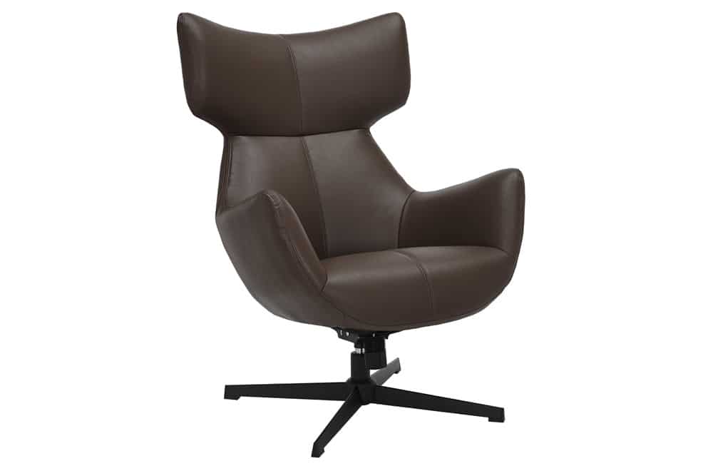 Drehbarer Sessel VOGUE brandy braun Kunstleder schwarze Metallbeine mit Armlehne