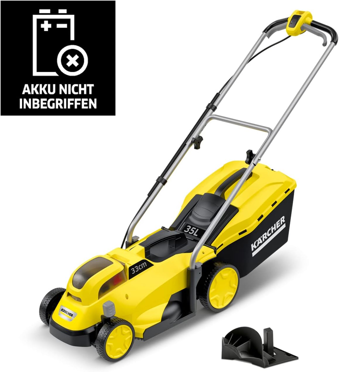 Kärcher 18 V Akku-Rasenmäher LMO 18-33, Schnittbreite: 33 cm, verstellbare Schnitthöhe: 35-65 mm, Mulchkeil, Fangkorb: 35 Liter, verwendbar mit dem Kärcher 18-V-Akku, Leistung: max. 250 m², ohne Akku