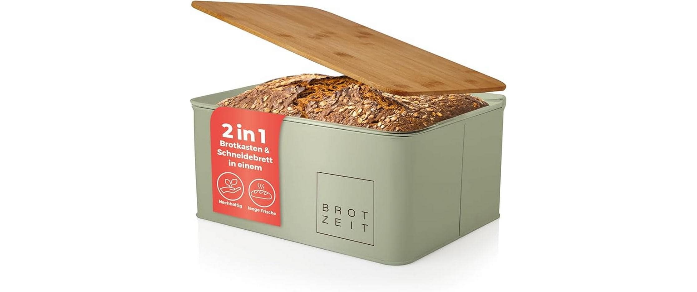 Brotkasten 30 x 23 x 14 cm Metall, Holzdeckel, China BambusBrotdose
