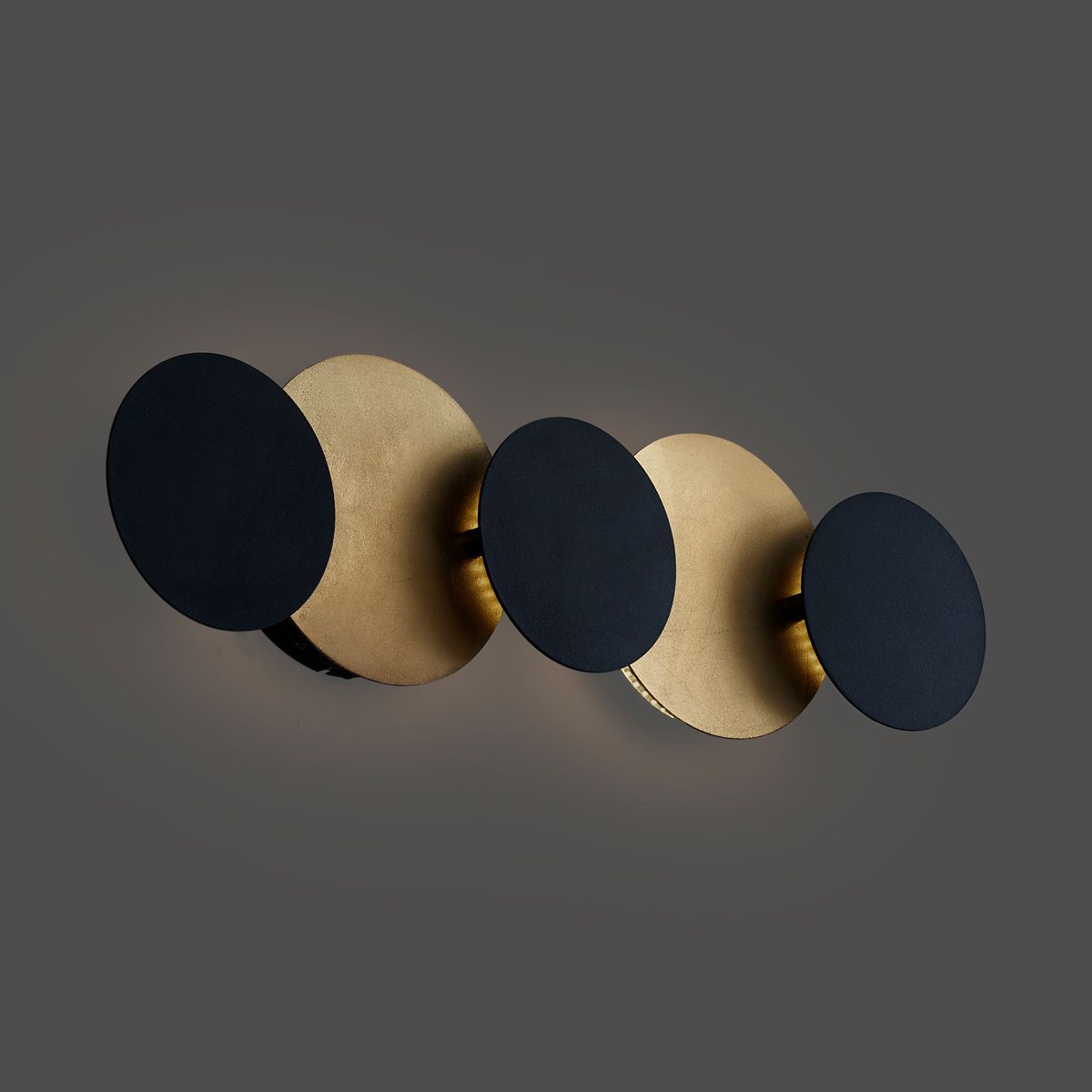 Moderne wandlamp zwart met goud incl. LED 3-staps dimbaar 5-lichts - Sunrise 3