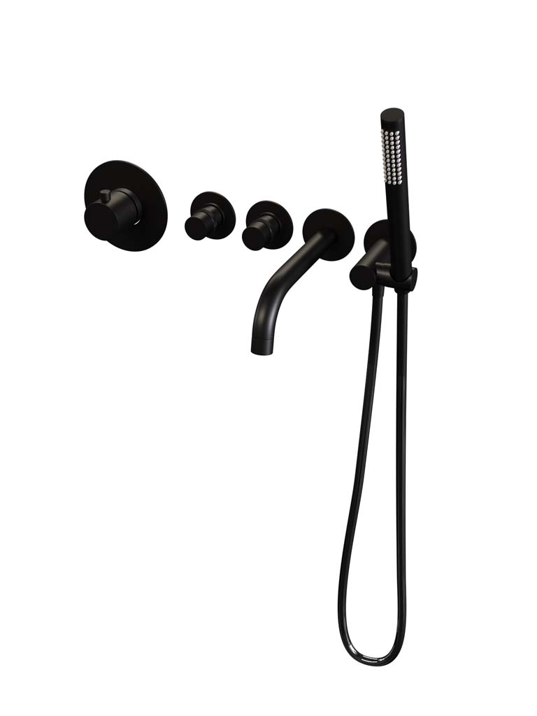 Brauer Black Edition inbouw badkraan met uitloop en staafhanddouche zwart mat