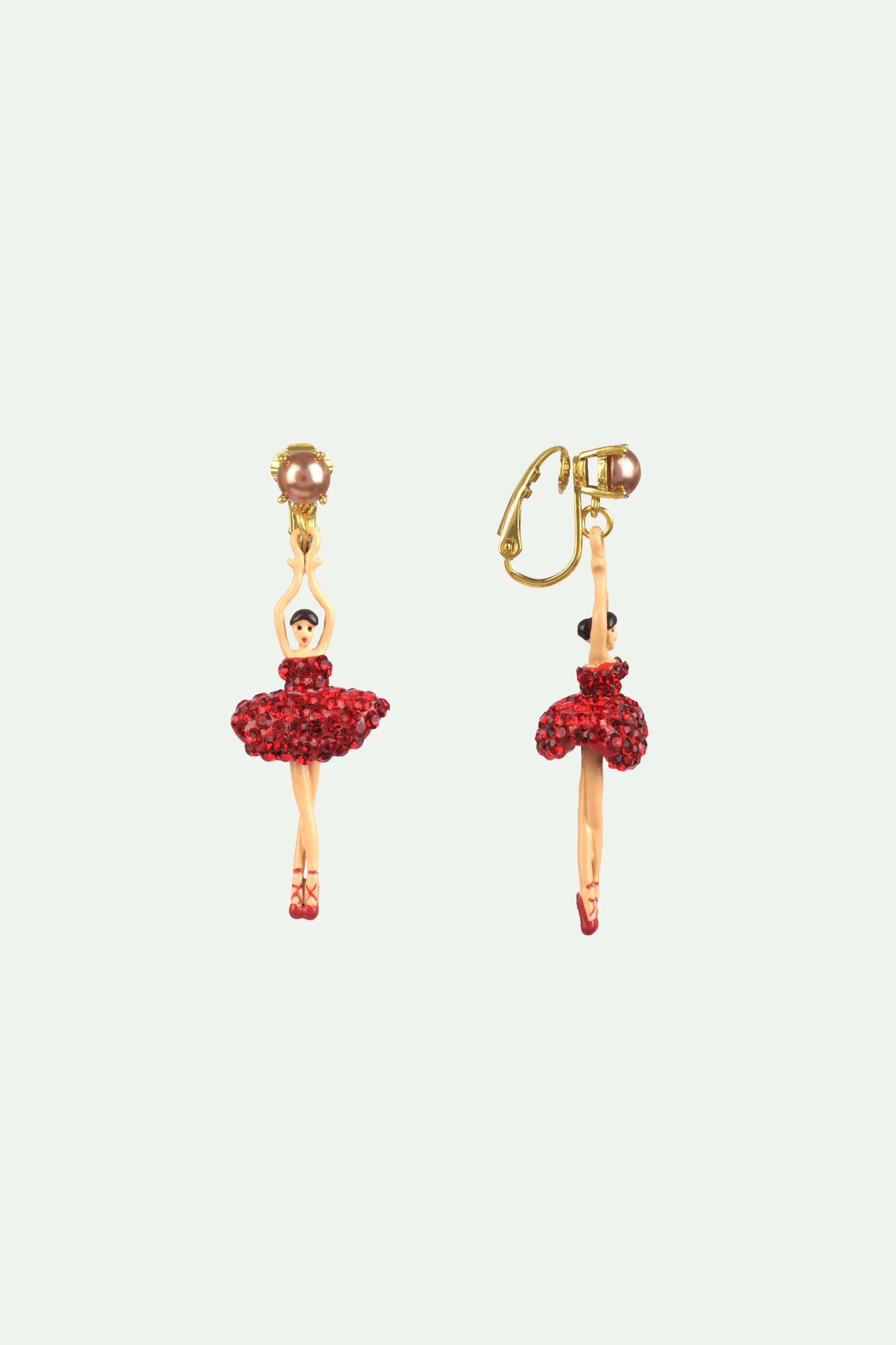 Boucles d'oreilles ballerine sur pointe tutu pavé de strass s | Rouge