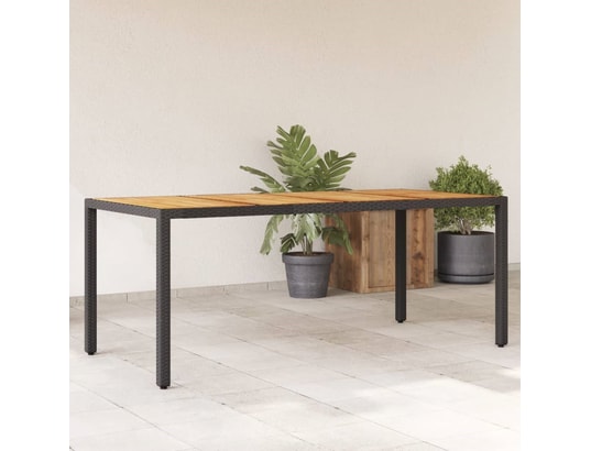VIDAXL - Table de jardin et dessus en bois d'acacia noir résine tress...