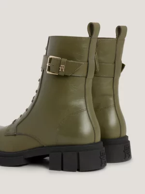 Botas de motociclista com cadarço e travas
