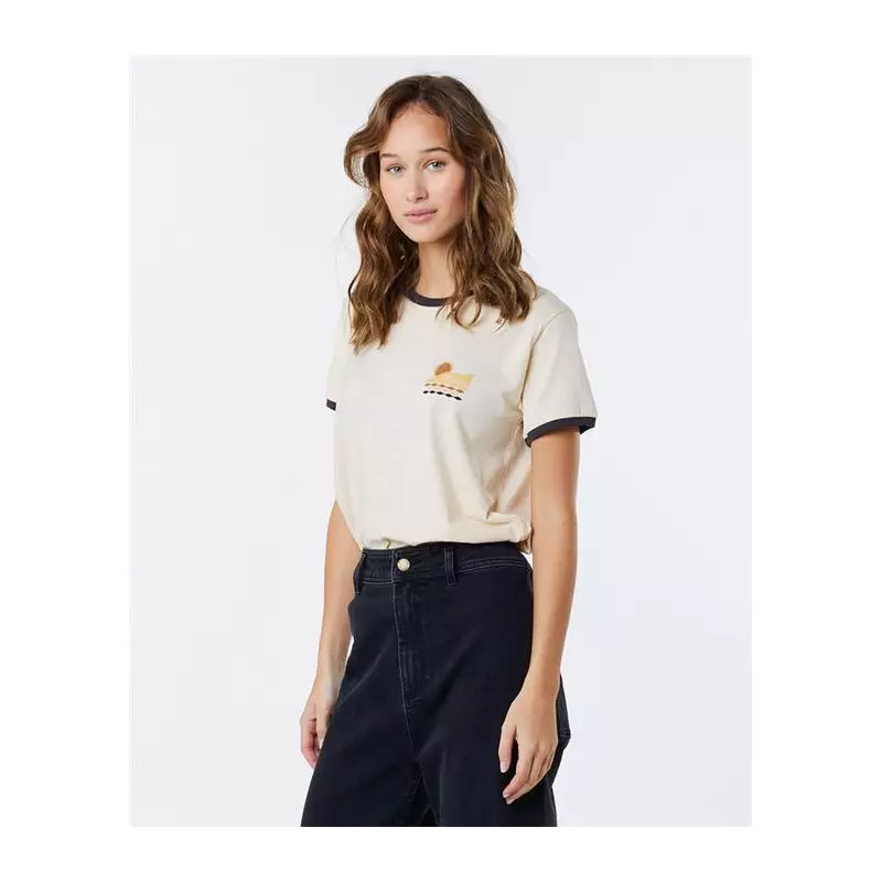 Teeshirt femme RIPCURL Color Block Ringer Tee Off White S