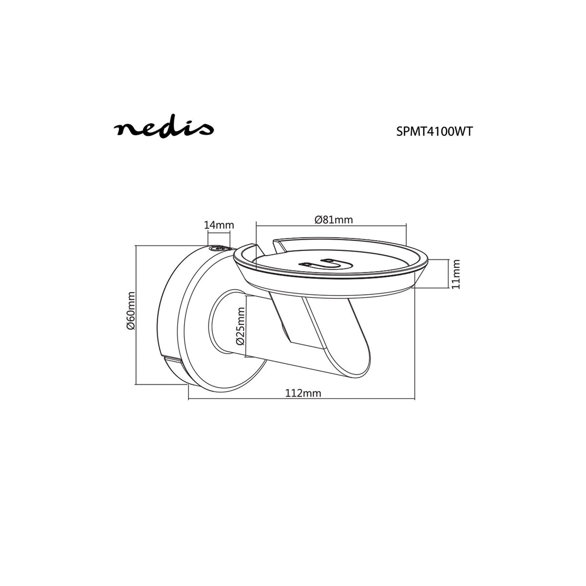 Nedis Speaker Mount | Kompatibel med: Google Home® | Vegg | 2 kg | Fort | Metall / Stål | Hvit