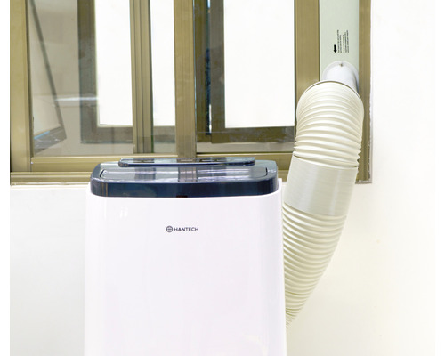Hantech 12000 Tuya mobiele airconditioner met afzuigslang, wit/zwart, met afstandsbediening, geschikt voor ruimtes tot 35 m²/84 m³, lokale airconditioner