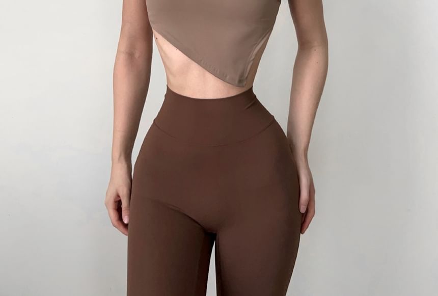 Arigne - Effen asymmetrische sportbeha-top met één schouder