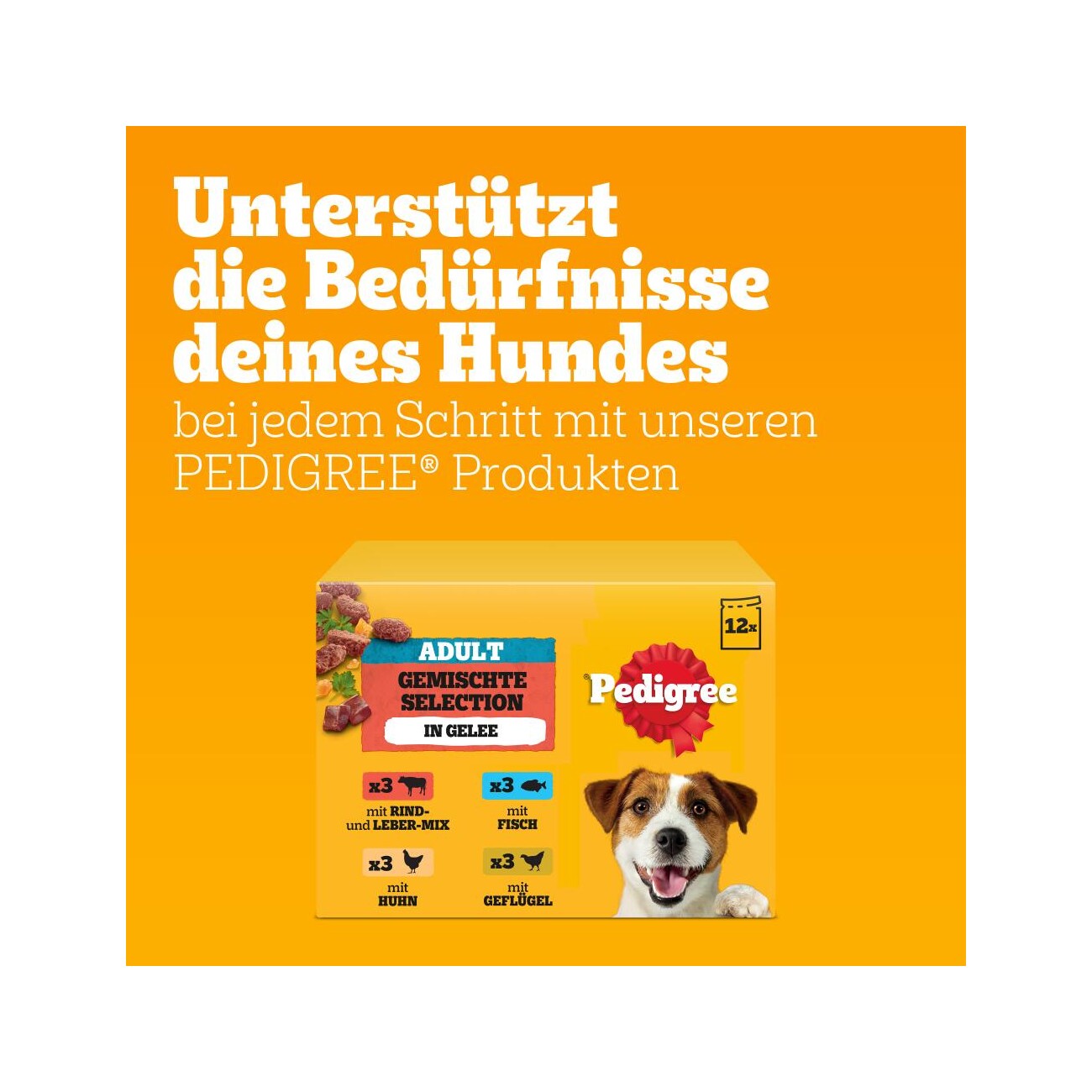 Pedigree Nassfutter Hund Adult, Multipack, Gemischte-Selektion mit Gemüse, in Gelee 12x100 g
