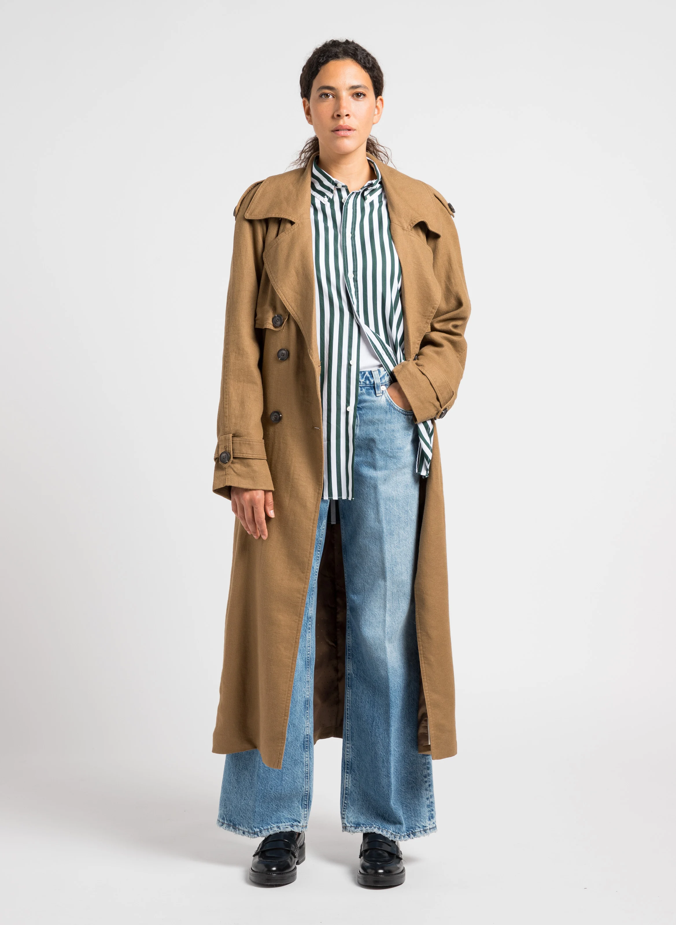 VIBE - Trench col classique en lin mélangé | Marron