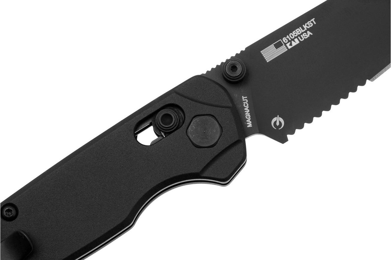 Kershaw Bel Air 6105BLKST Black PVD MagnaCut Serrated, Black Aluminum, zakmes