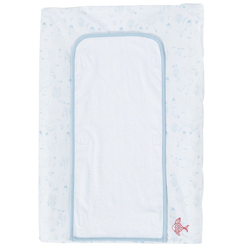 Housse de matelas à langer en coton Pretty sea - Blanc