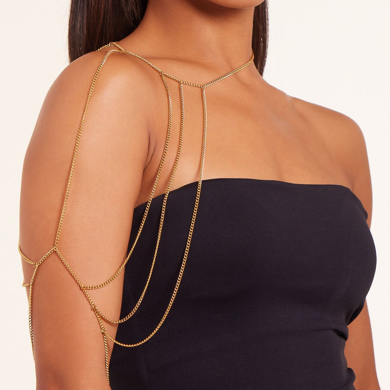 Stalen goldplated bodychain schouder
