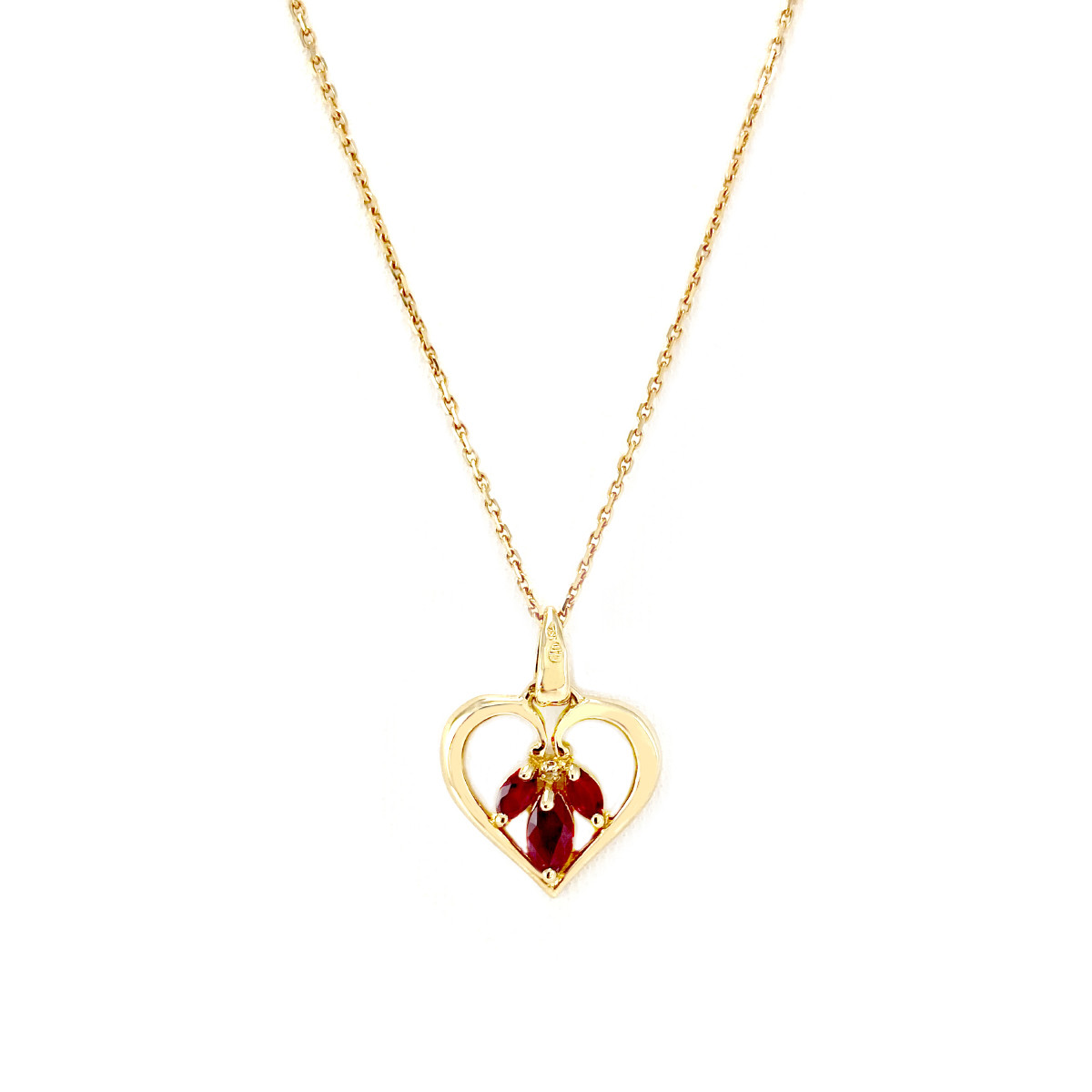 Collier d'occasion or 750 jaune maille forçat rubis 50 cm