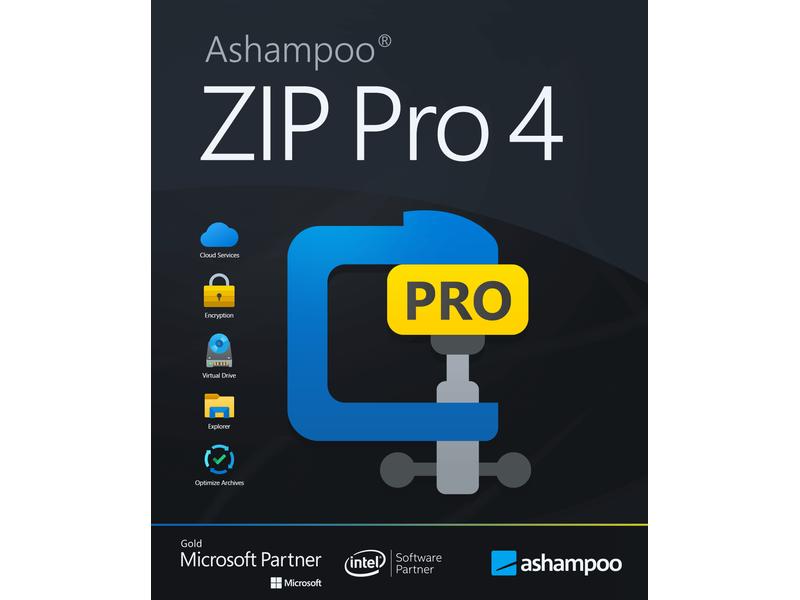 Ashampoo ZIP Pro 4 ESD, Vollversion, 1 PC Dateien blitzschnell packen, entpacken, verschlüsseln und sichern
