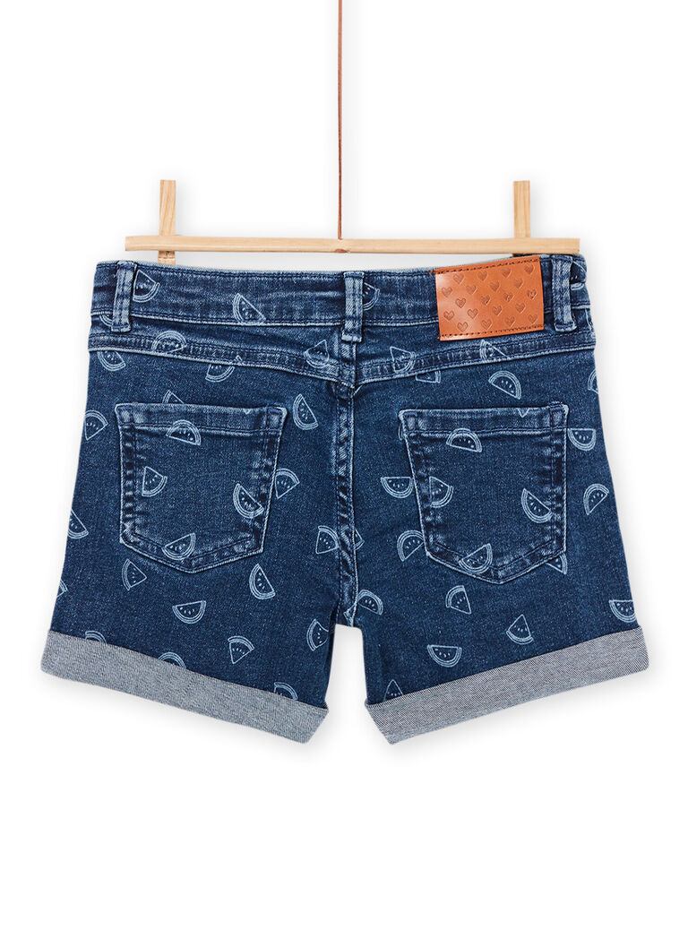 Short en jean à imprimé pastèque