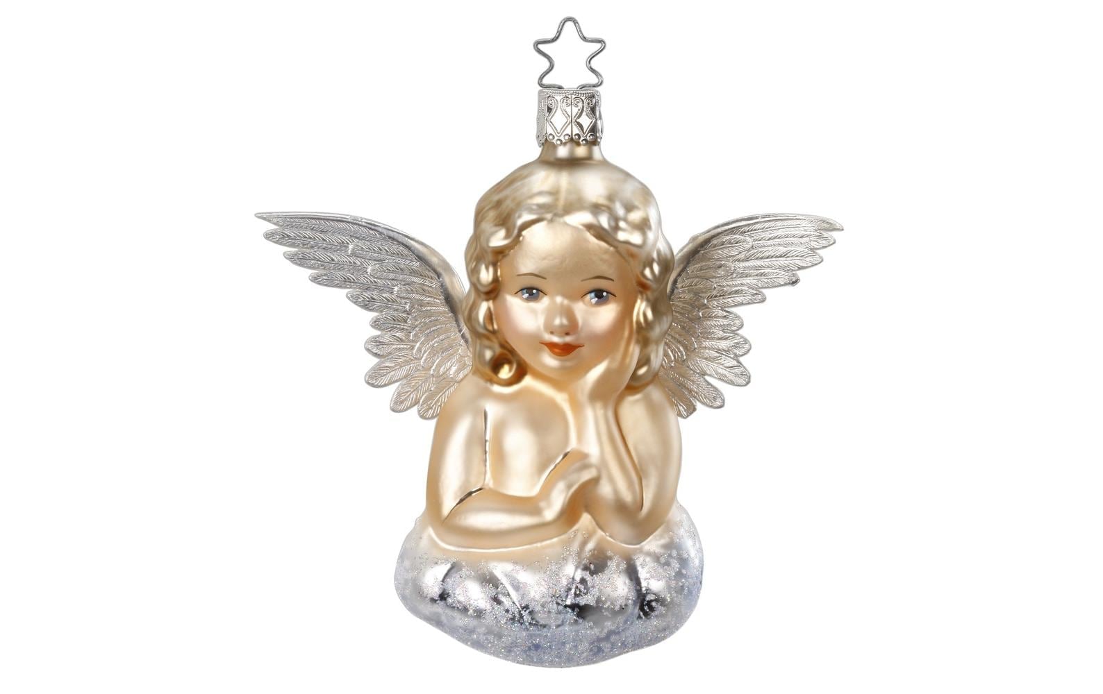 INGE-GLAS® Weihnachtsbaumkugel »Engel 45056 cm, Beige/Silber«