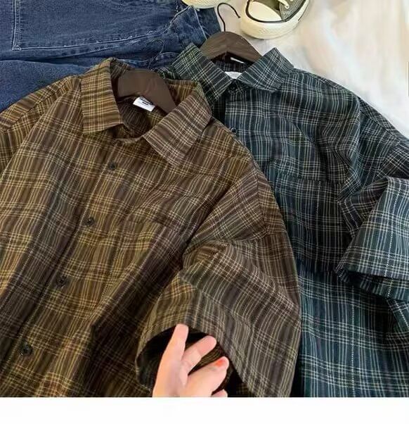 deersweeti - Geruit overhemd met elleboogmouwen en zakdetail