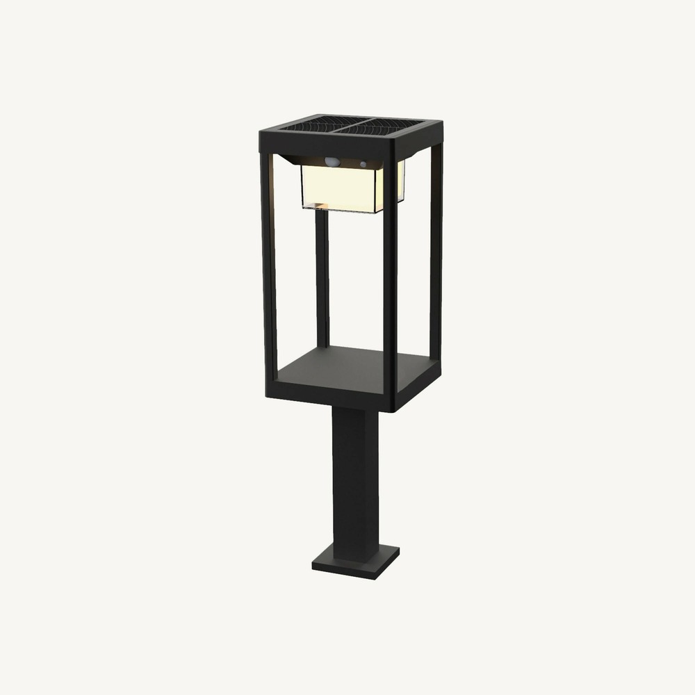 Balise solaire manhattan noire à détection - 600 lumens - 3 modes d'éclairage s - chromex