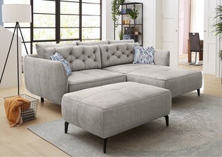 Ecksofa Salo Stoffbezug Hellgrau 251x92x186 cm
