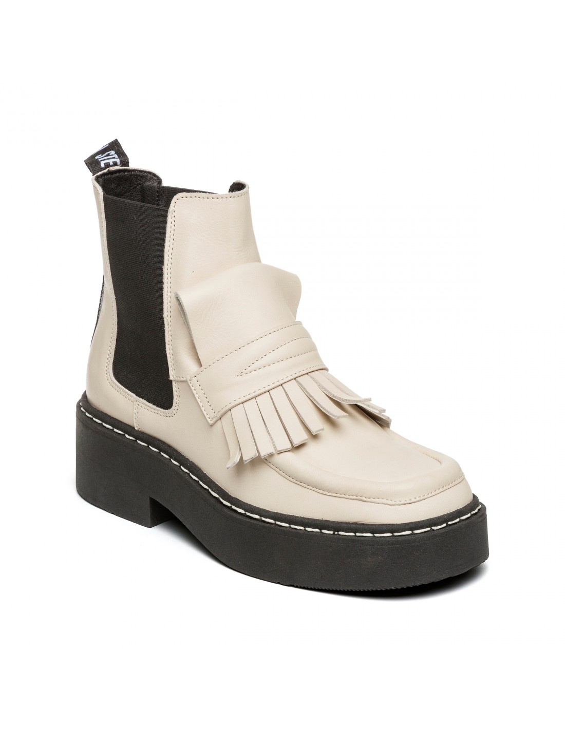 steve madden chelsea boots femme evana bootie cuir beige/noir