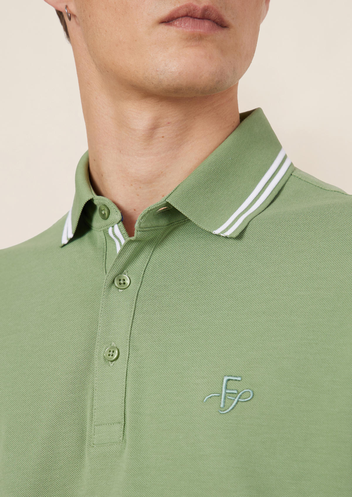Polo manches courtes Slim en coton uni vert