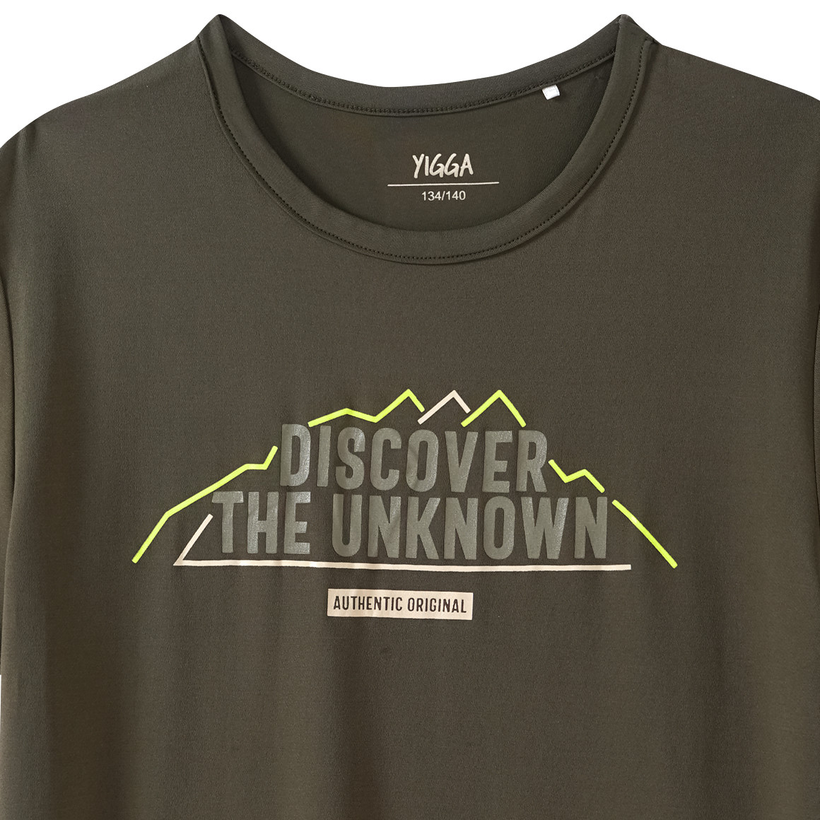 Yigga Jungen T-Shirt mit Berg-Motiv dunkeloliv